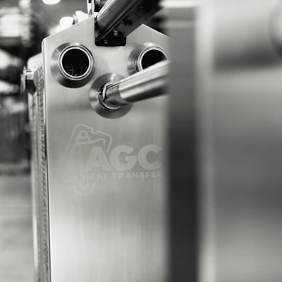 AGC logo on plate stack for plate heat exchanger.